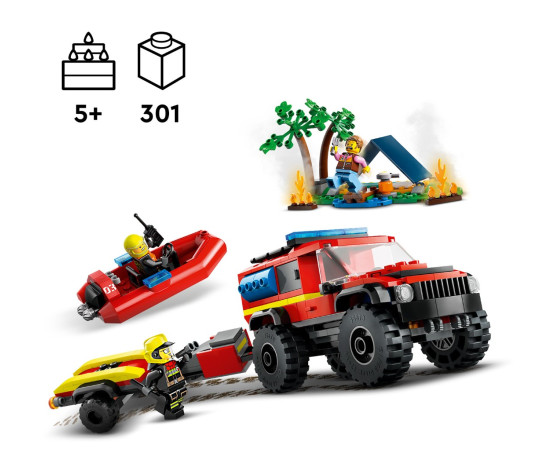 LEGO City 4X4 Tuletõrjeauto koos päästepaadiga