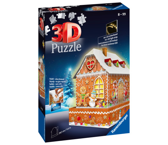 Ravensburger 3D pimedas helendav pusle Piparkoogimaja