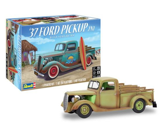 Revell Plastic Model 1937 Ford Pickup Street Rod with Surf Board 1:25