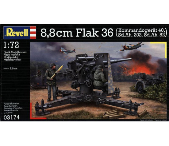 Revell liimitav mudel 8,8 cm Flak 36 & Sd.Ah.202 1:72