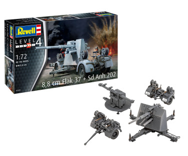 Revell Plastic Model 8,8 cm Flak 37 + Sd.Anh.202 1:72