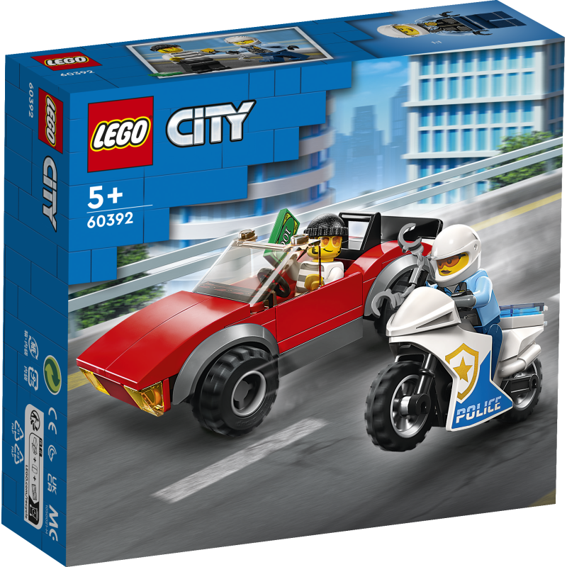 LEGO City Auto tagaajamine politsei mootorrattaga