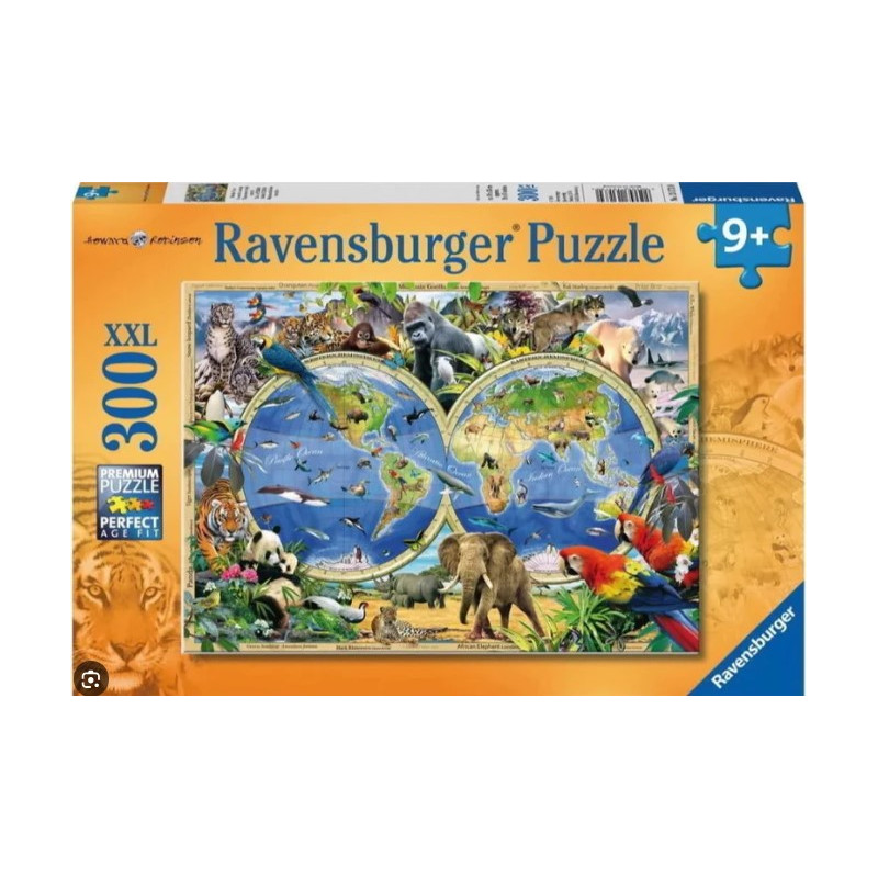 Ravensburger pusle 300 tk Maailma atlas loomadega