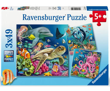 Ravensburger pusle 3x49 tk Mereloomad