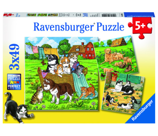 Ravensburger pusle 3x49 tk Kassid ja koerad