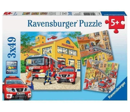 Ravensburger pusle 3x49 tk Tuletõrjebrigaad