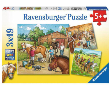 Ravensburger pusle 3x49 tk Päev hobustega