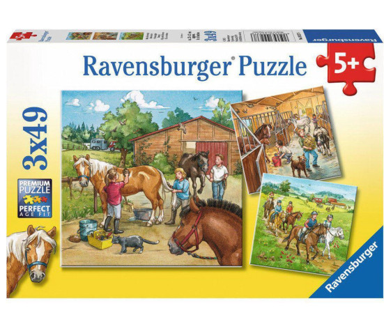 Ravensburger pusle 3x49 tk Päev hobustega