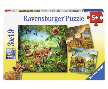 Ravensburger Puzzle 3x49 pc World Animals