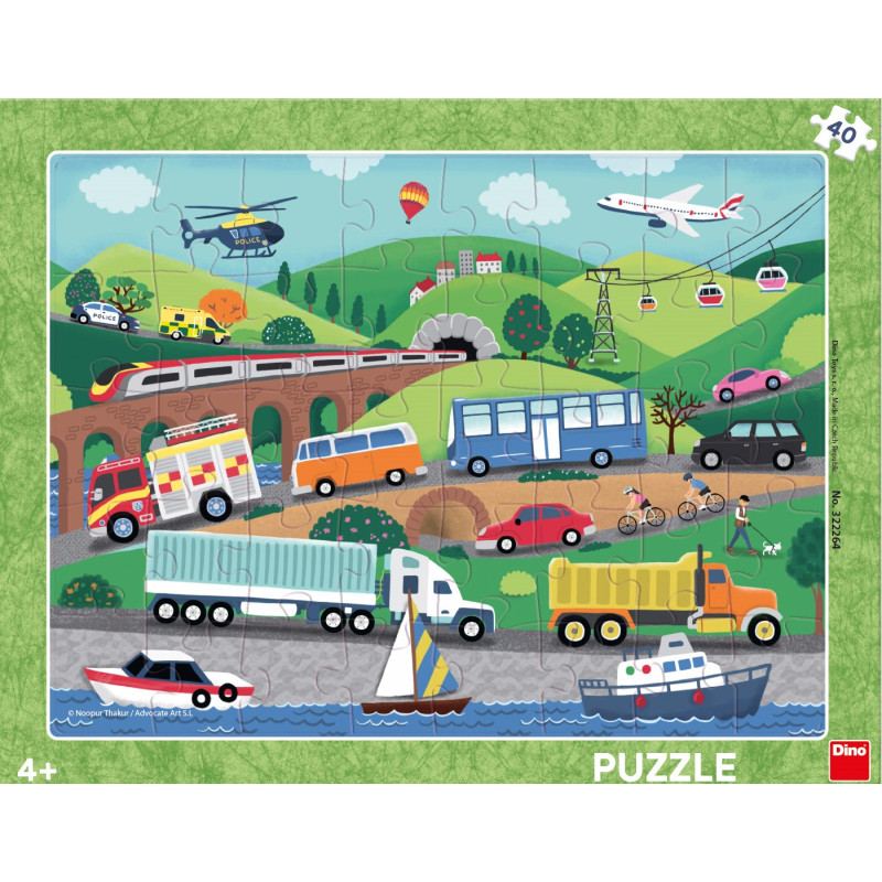 Dino Frame Puzzle 40 pc Various Vehicles