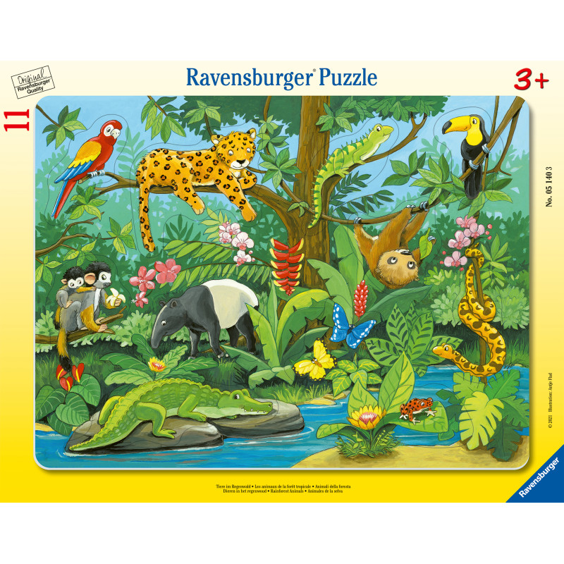 Ravensburger suur plaatpusle 11 tk Loomad vihmametsas