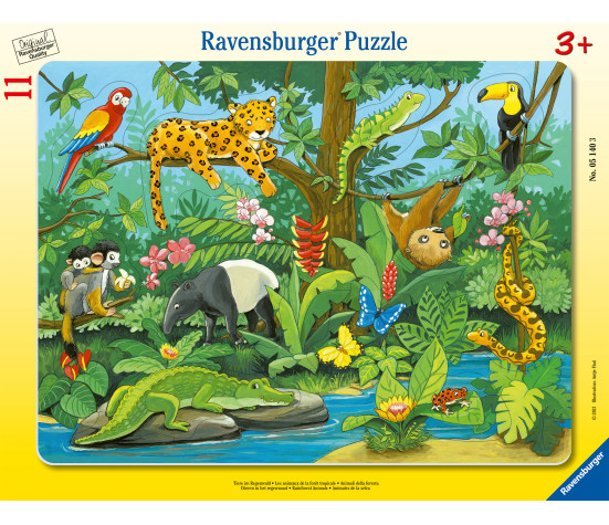 Ravensburger suur plaatpusle 11 tk Loomad vihmametsas