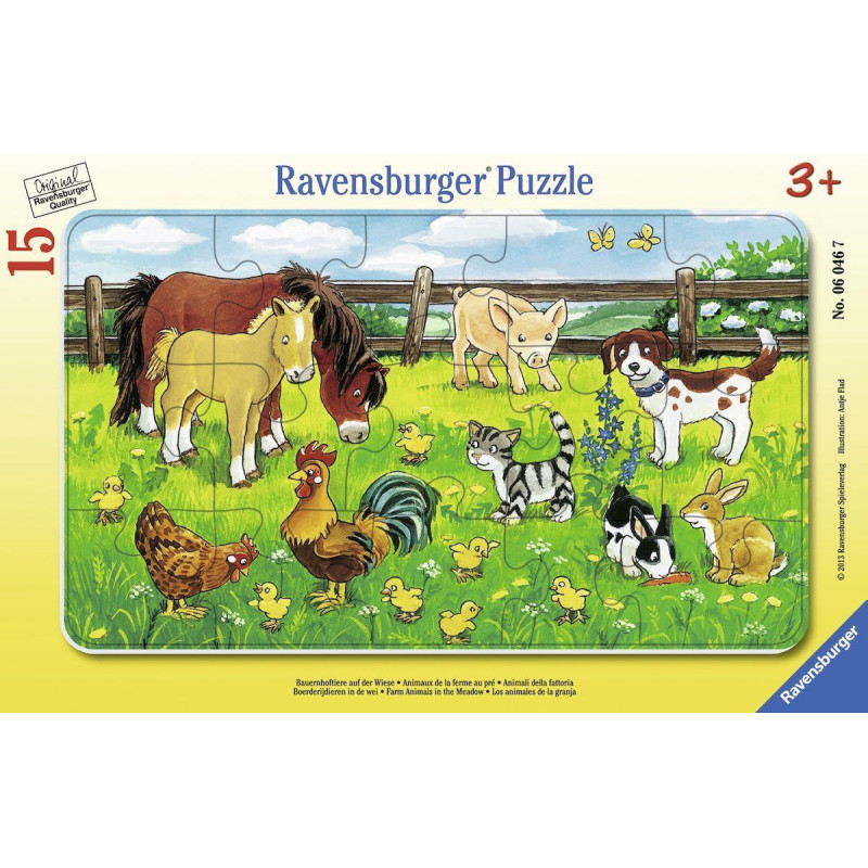 Ravensburger Frame Puzzle 15 pc Farm Animals in the Meadow