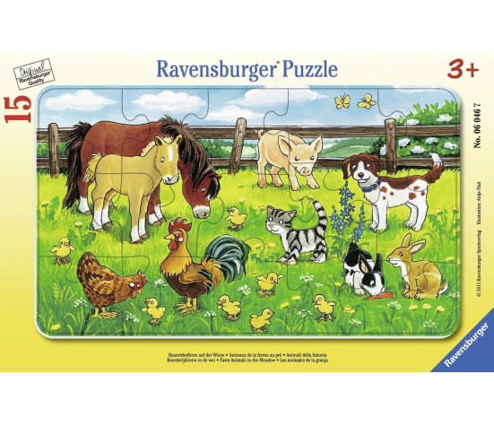 Ravensburger väike plaatpusle 15 tk Farmiloomad aasal