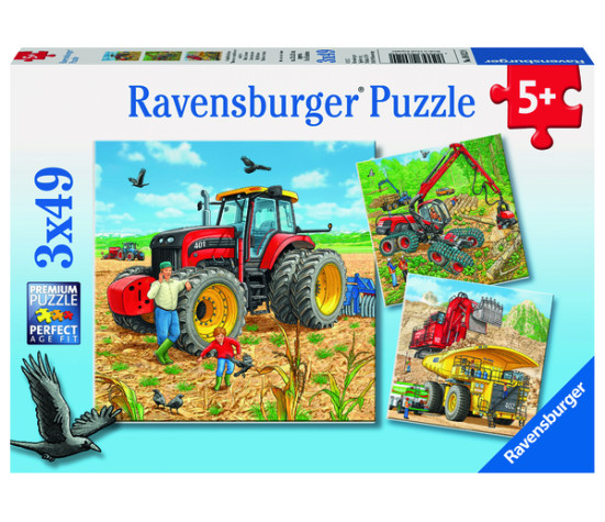 Ravensburger pusle 3x49 tk Suured töömasinad