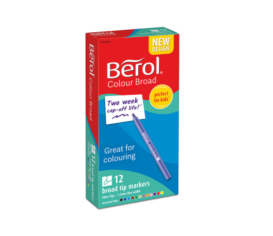 Berol Colour Broad Tipped Assorted Pens 12pk