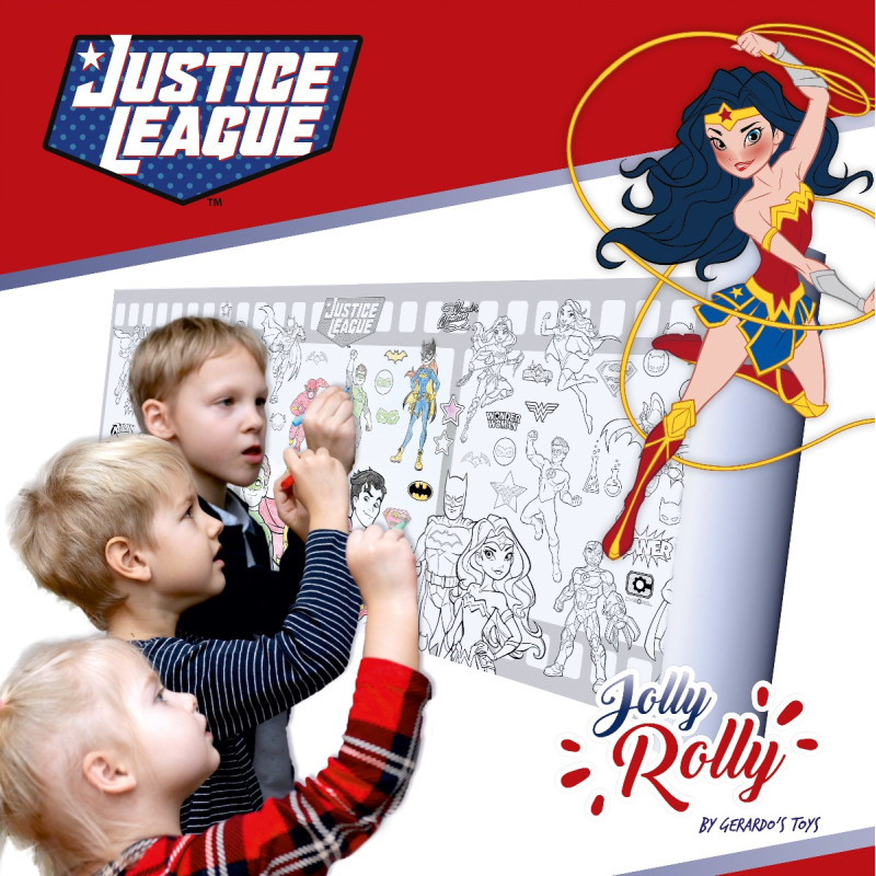 Gerardo's Toys kleebitav värvimispaber rullis Jolly Rolly, Justice League