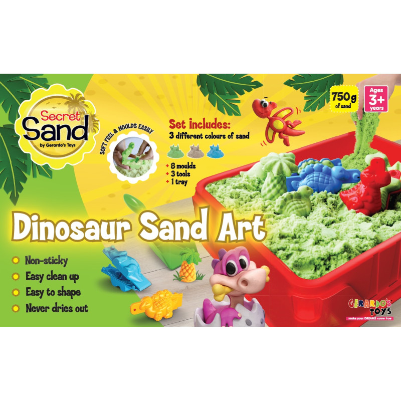 Gerardo's Toys Secret Sand modelleerimisliiv Dinosaurus alusega 11 osa 750 g