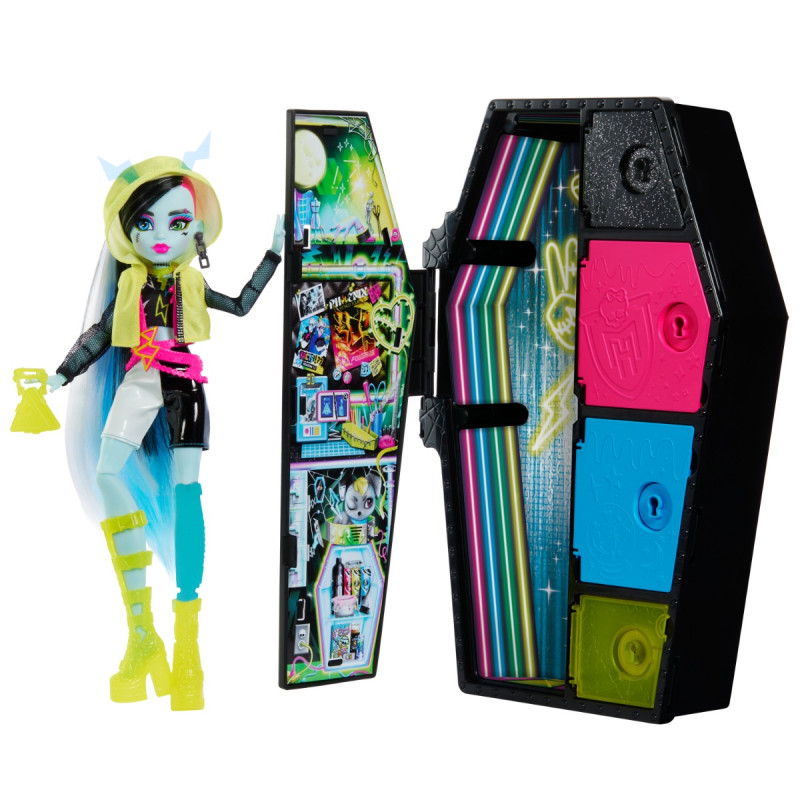 Monster High kirstukujuline üllatuskapp, neoonseeria Frankie