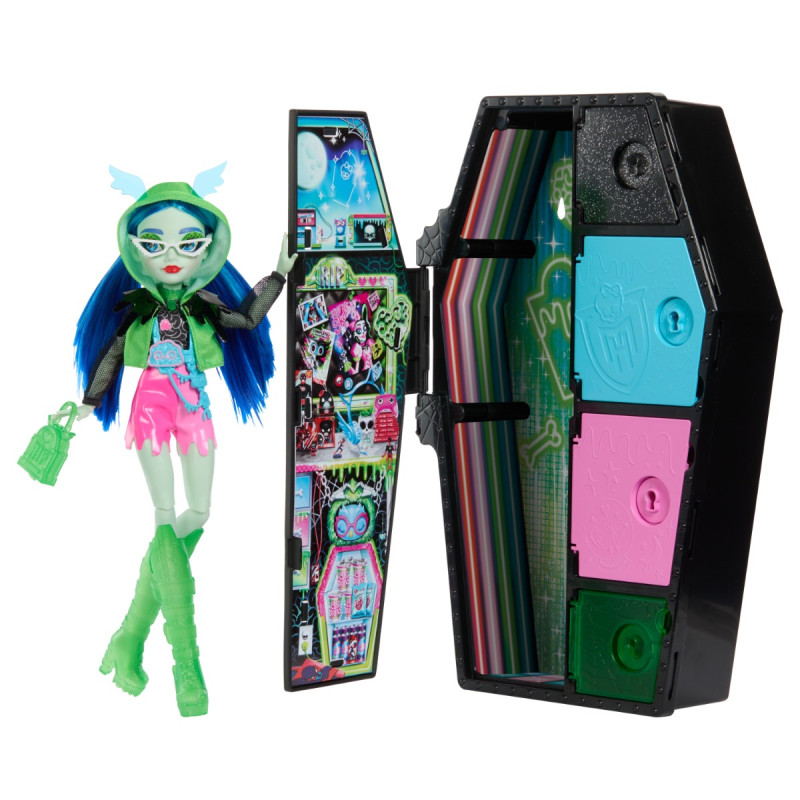 Monster High kirstukujuline üllatuskapp, neoonseeria Ghoulia