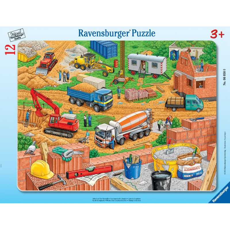 Ravensburger plaatpusle 12 tk Ehitusmasinad