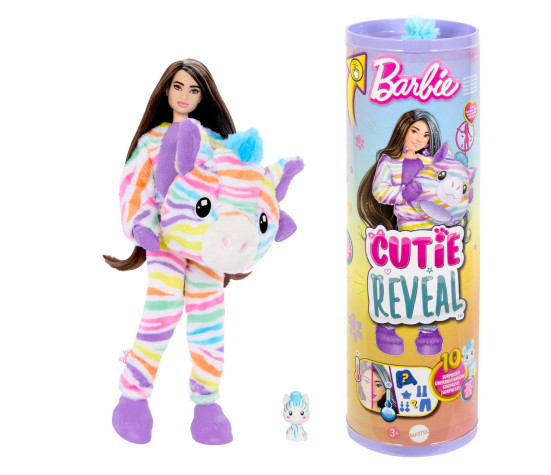 Barbie®️ Cutie Reveal vikerkaarekostüümidega nukud - Sebra