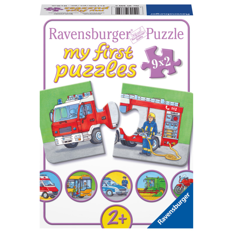 Ravensburger minu esimene pusle 9x2 tk Ametiautod