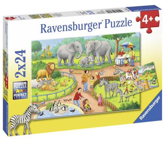 Ravensburger Puzzle 2x24 pc A Day at the Zoo