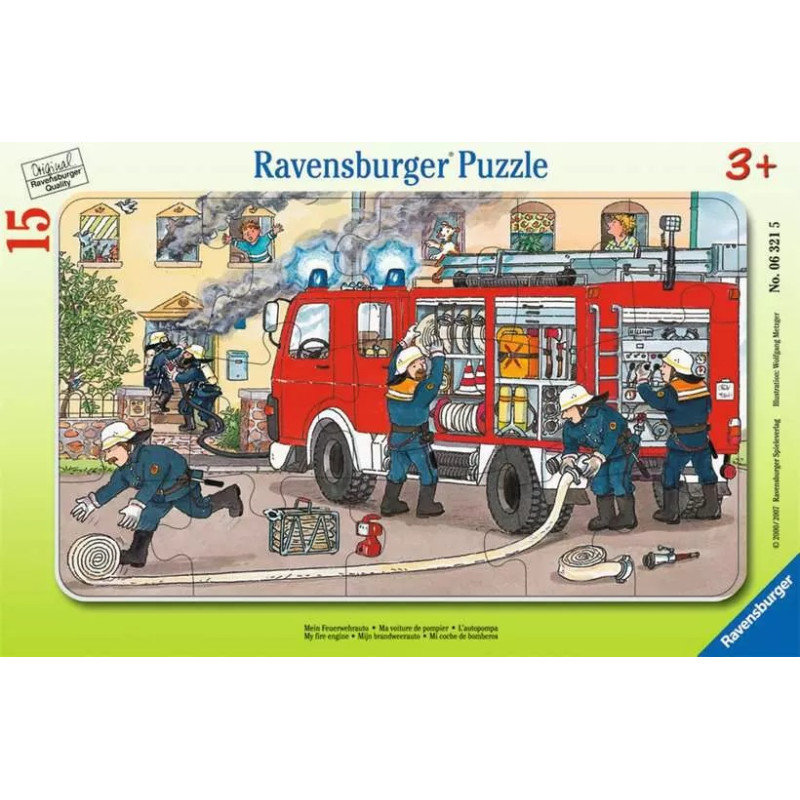 Ravensburger väike plaatpusle 15 tk Tuletõrjeauto