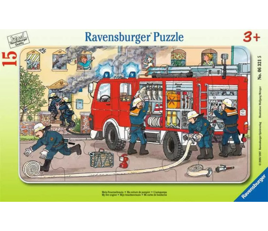 Ravensburger väike plaatpusle 15 tk Tuletõrjeauto