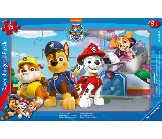 Ravensburger Frame Puzzle 15 pc Paw Patrol Four brave defenders